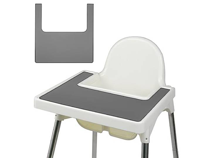 Vicloon Siliconen Placemats voor Kids Baby\, Kinderstoel Placemat\, Tafelmatten kinderstoelmat duurzaam voor IKEA\, BPA-vrij\, placemat voor baby's en kinderen/IKEA Hack (grijs)