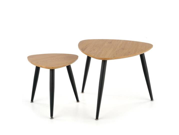 Ensemble de deux tables gigognes avec plateaux chêne doré