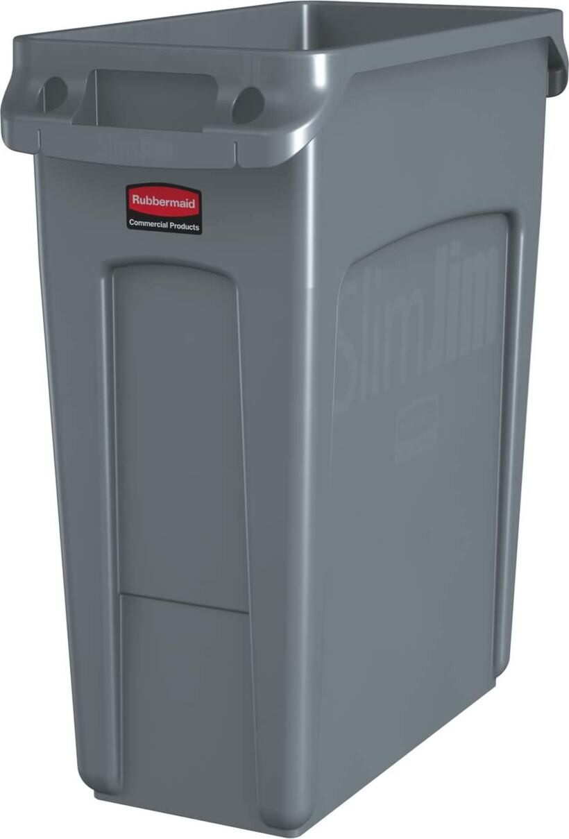 Rubbermaid Slim Jim afvalcontainer met ventilatiekanalen, grijs