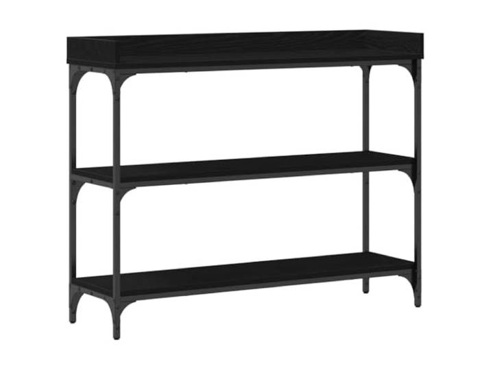 LMTYOENFG Konsolentisch Schwarz Eichen-Optik mit Regal 100x30x80cm Industrieller Beistelltisch für Flur, Eingangsbereich und Schlafzimmer. Bietet zusätzliche Ablagefläche und Stabilität.