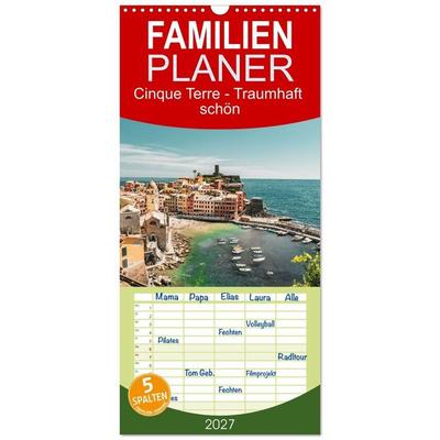 Familienplaner 2027 - Cinque Terre - Traumhaft schön mit 5 Spalten (Wandkalender, 21 x 45 cm) CALVENDO