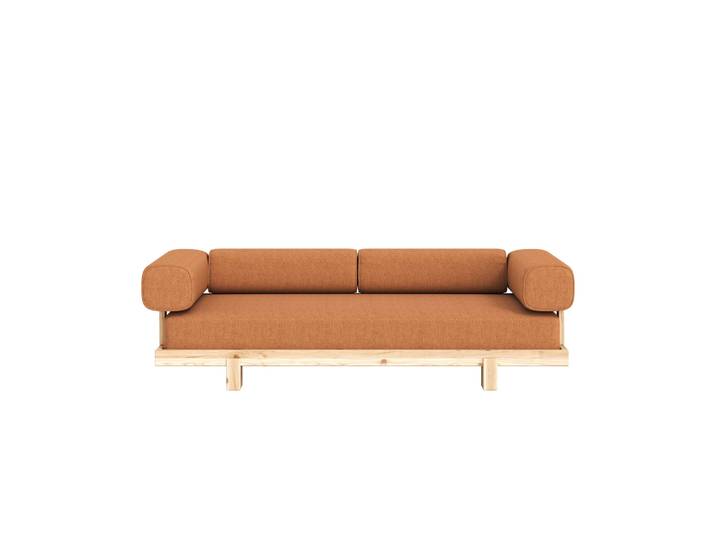 Schlafsofa KARUP DESIGN Stay Sofa Bed, Schlafsofa mit Boxspring, 3 Sitzer, Bettfunktion , vintage orange, B:99cm H:66cm T:214cm, Bezug: 100% Polyester. Kissenfülling: Schaumstoffgranulat, Sofas, Schlafsofa, Boxspring-Matratze mit Sprungfedern, Made in Europe