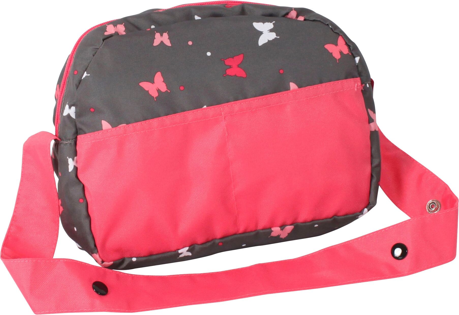Puppen Wickeltasche CHIC2000 "Jeans Grey", bunt (butterfly koralle), Puppenausstattungen, KinderB:27cm H:22cm T:9cm, Polyester, Puppen Wickeltasche, B:27cm H:22cm T:9cm