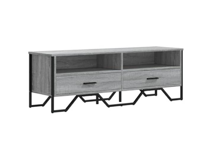 KGFHERENB TV-Schrank Grau Sonoma 122x34x41 cm Fernsehschrank Funktionales TV-Möbel mit robuster Deckplatte für Multimedia und Deko im Wohnbereich oder Schlafzimmer.