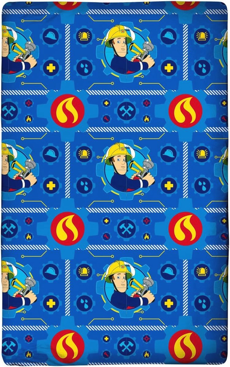 Hoeslaken Brandweerman Sam voor kinderen, 100% katoen, 90/100 x 190/200 cm
