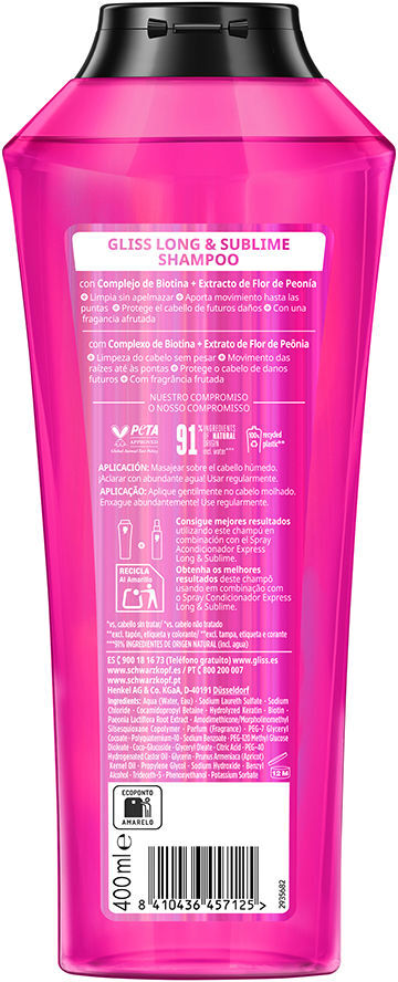 Schwarzkopf Mass Market Champô Gliss Long & Sublime 400 ml