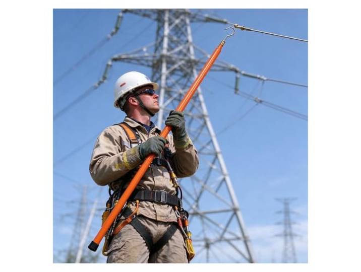 Leichtgewicht Hochspannung Isolierstange Isolierte Höhenmessstange 35 KV–220 KV Teleskop-Höhenstab Für Stromführende Stromleitungen, Epoxidharz-Heißstab Mit Rostfreiem Haken, Lineman
