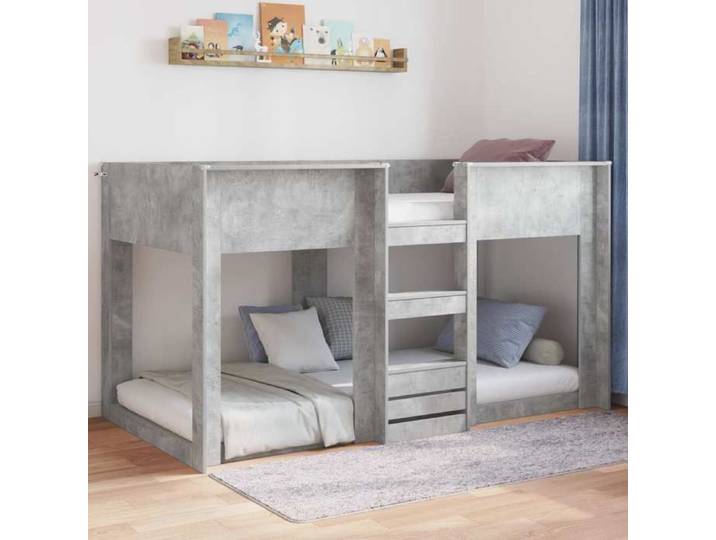 Lit adulte/enfant 80x200cm - VIDAXL - Cadre de lit - surélevé Gris béton Bois d'ingénierie L16094