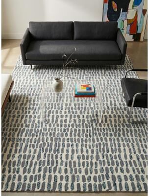 Exquisite Rugs Ink Blot Handmade Hand-tufted New Zealand Wool on Canvas Black/Gray Area Rug