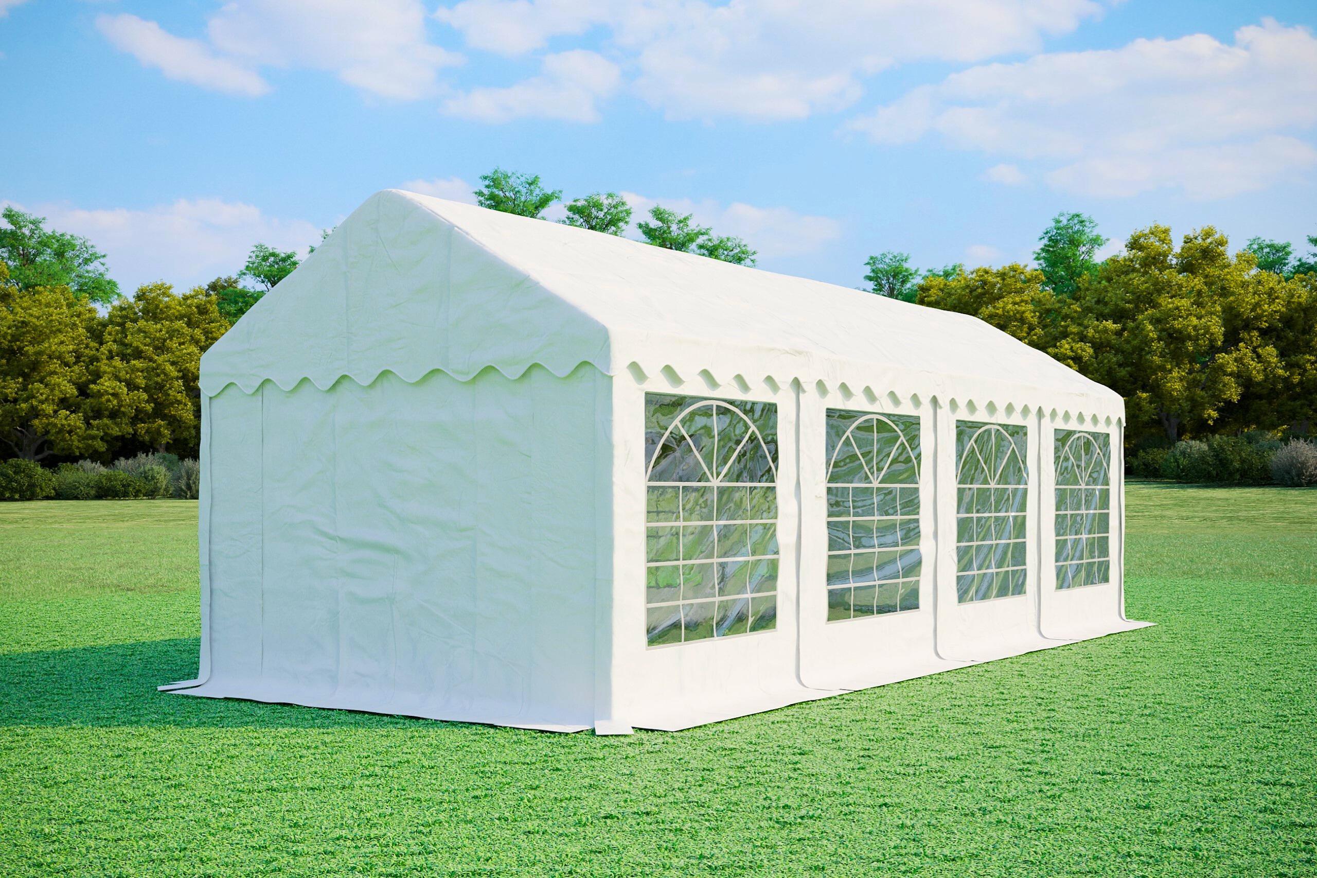 Partyzelt 3x8m - PVC PREMIUM Feuerfest - Weiß