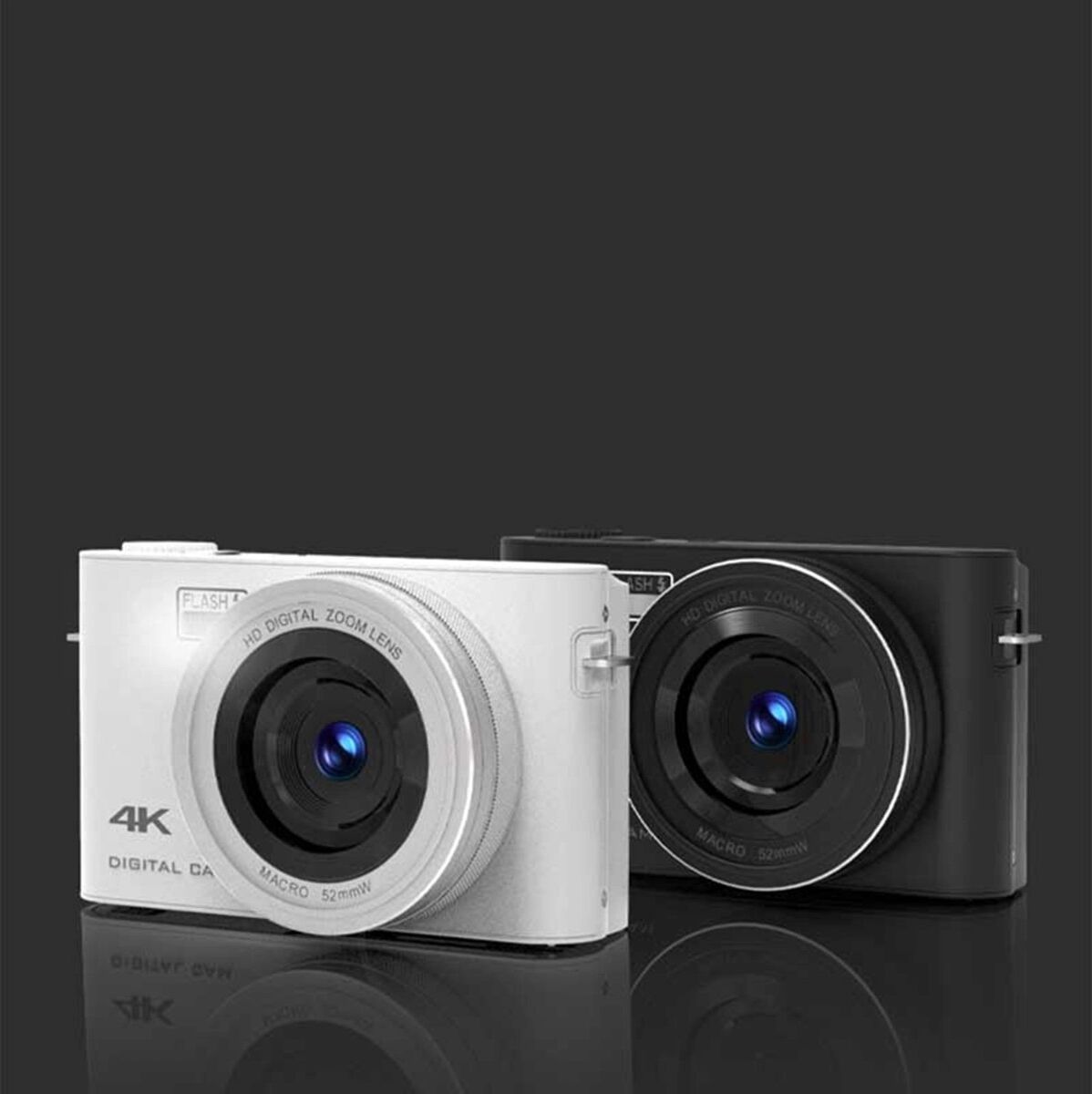 INF 4K-Digitalkamera mit 3.0-inch-IPS-Touchscreen, 4x-Zoom, Autofokus und Speicherkarte Weiß