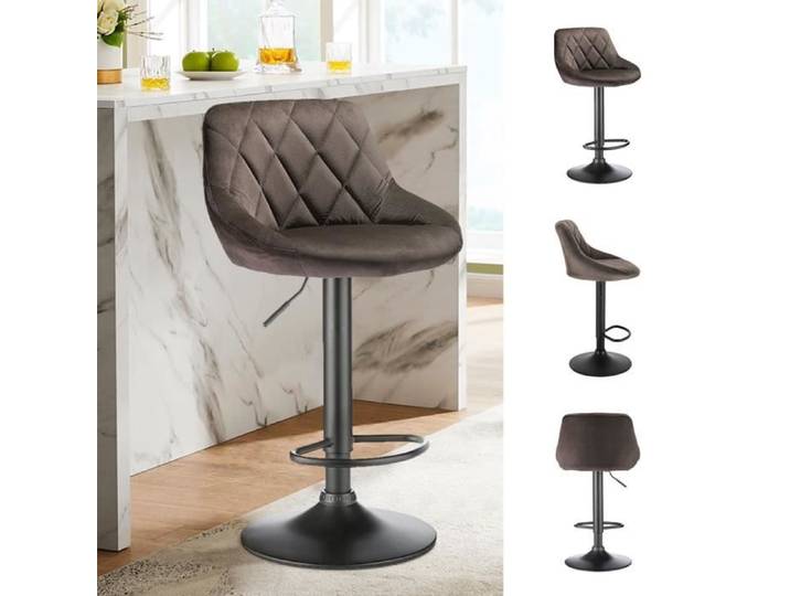 Tabourets de Bar en velours XUANYU - Hauteur Réglable - Lot de 2 - Marron