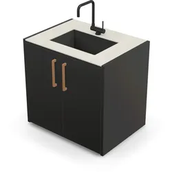 Brabura CT 90 Waschbeckenmodul - Iron Frost / Anthrazit / Holzgriff