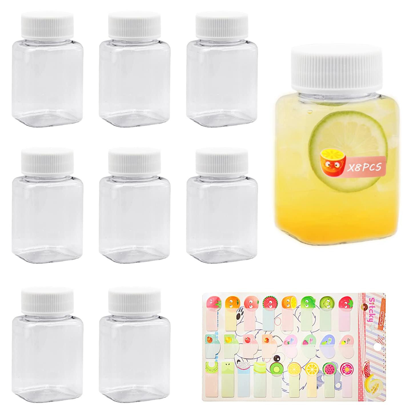 Dripio Verpakking van 8 doorzichtige plastic flessen van 100 ml, lekvrij
