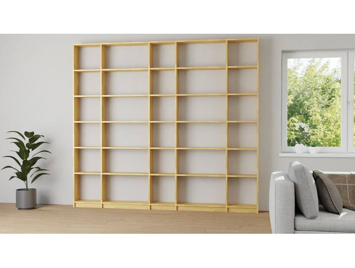 Große Bücherwand nach Maß Buche Natur geölt