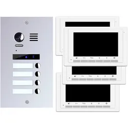Türklingelanlage 2-Draht BUS Videosprechanlage 4-Familienhaus ES4m + 4x DT17w