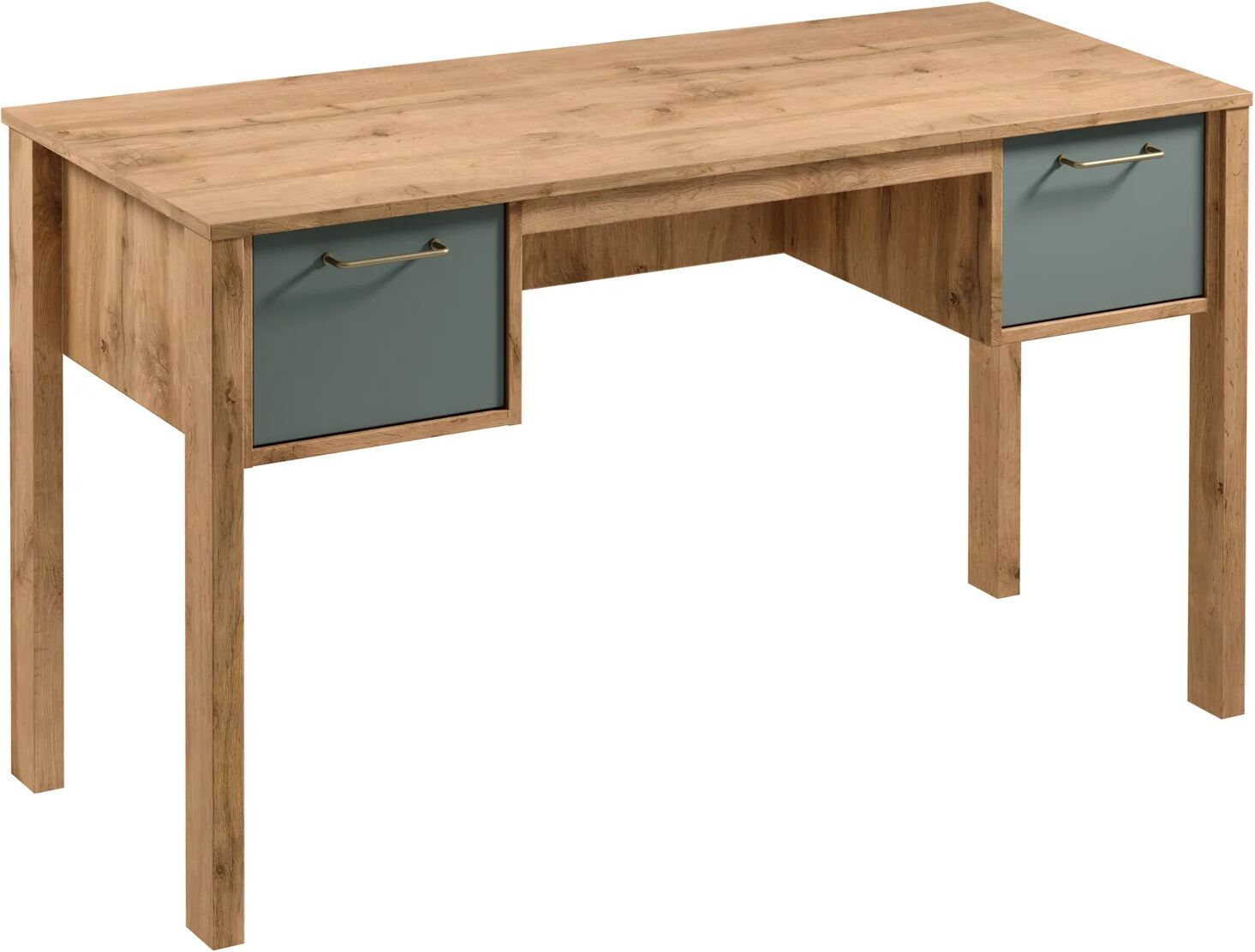 garneroarredamenti Scrivania moderna 138x53cm 2 cassetti rovere verde Leave