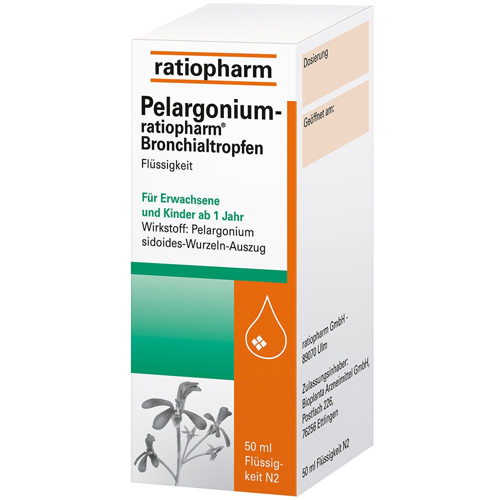 Pelargonium-Ratiopharm Bronchialtropfen 50 ml Flüssigkeit