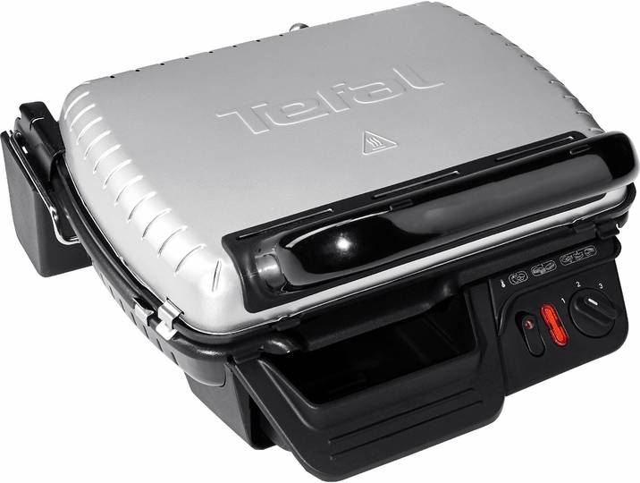 Kontaktgrill TEFAL GC3050 , silber (silberfarben), B:33cm H:18cm T:34cm, Kontaktgrill_Standgrill_Tischgrill_Teppanyakigrill, Kontaktgrill, aufklappbar, regelbarer Thermostat, antihaftbeschichtet