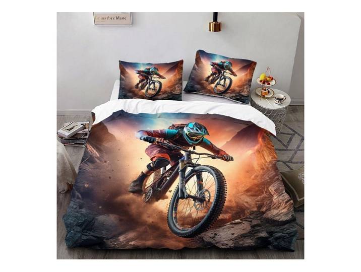 LuxusKollektion Jugendbettwäsche Bettwäsche 155x220cm Fahrrad-Speedway 3D-Druck