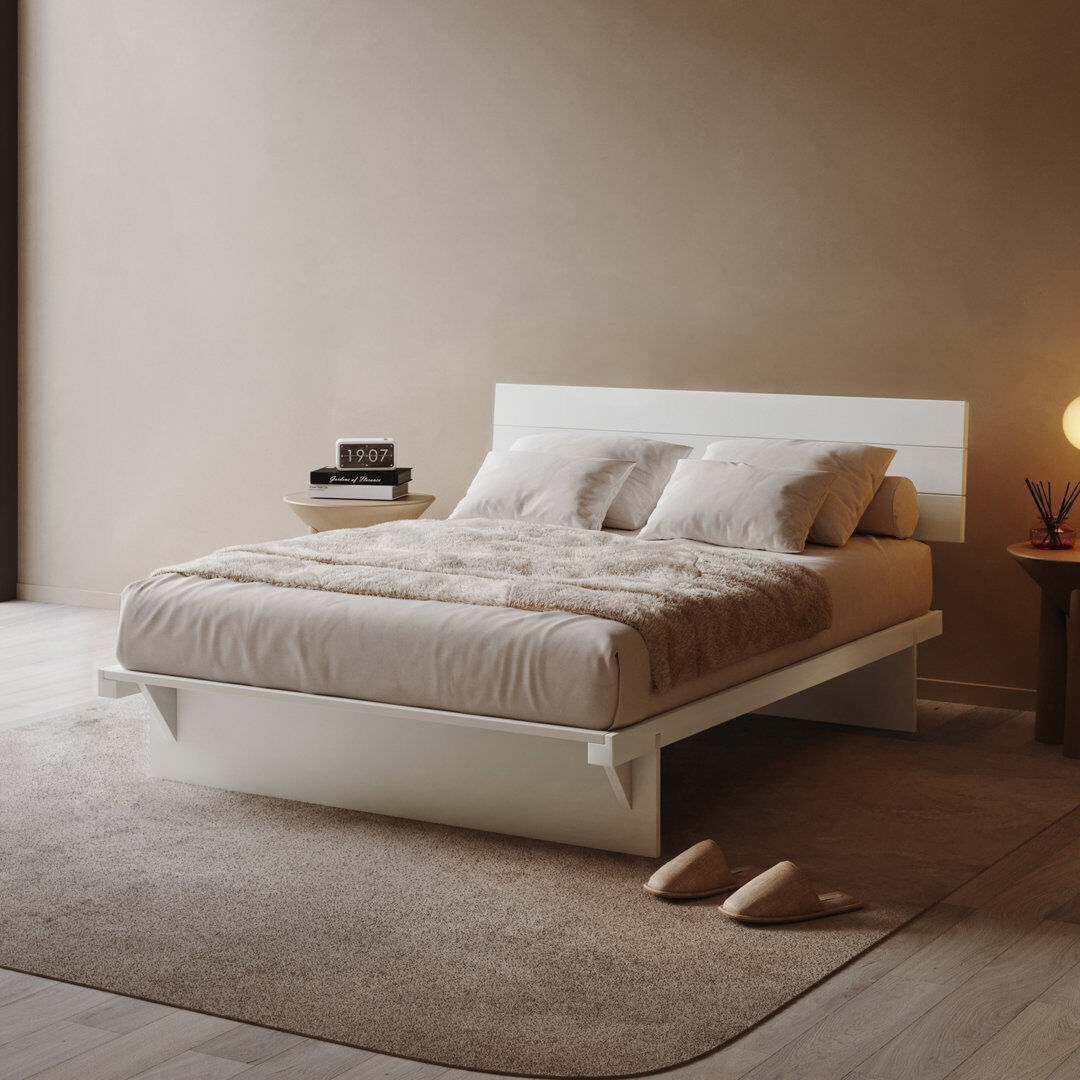 Ebern Designs Hardee Solid Wood Bed White Super King (6')