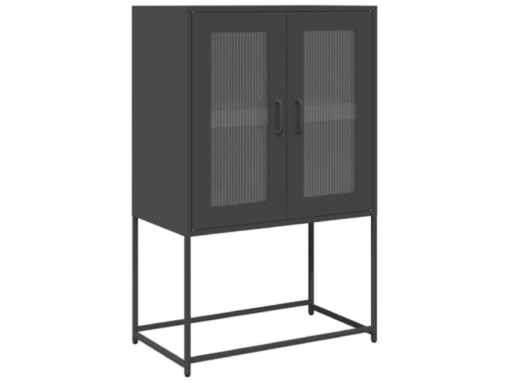 HKTMGDNG Highboard Schwarz, Metallschrank mit 2 Türen, 68x39x107 cm Vielseitige Aufbewahrung im Esszimmer mit vier Fächern und flexibel wechselbarem Türanschlag für maximalen Komfort.