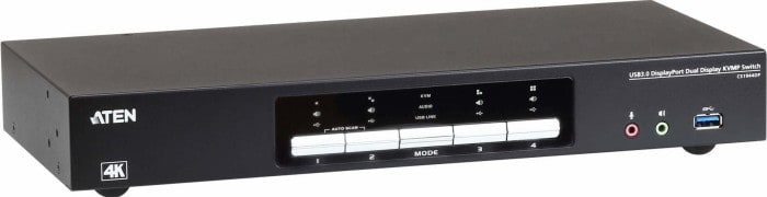 Aten CS1944DP 4-Port USB 4K Dual Display-Port Kabel KVMP Switch + USB3.0 Periph.