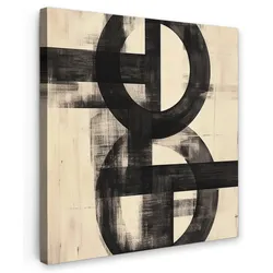 LEINWANDBILD Kreise - Balken - Schwarz - Abstrakt Deko Groß 90x90 cm