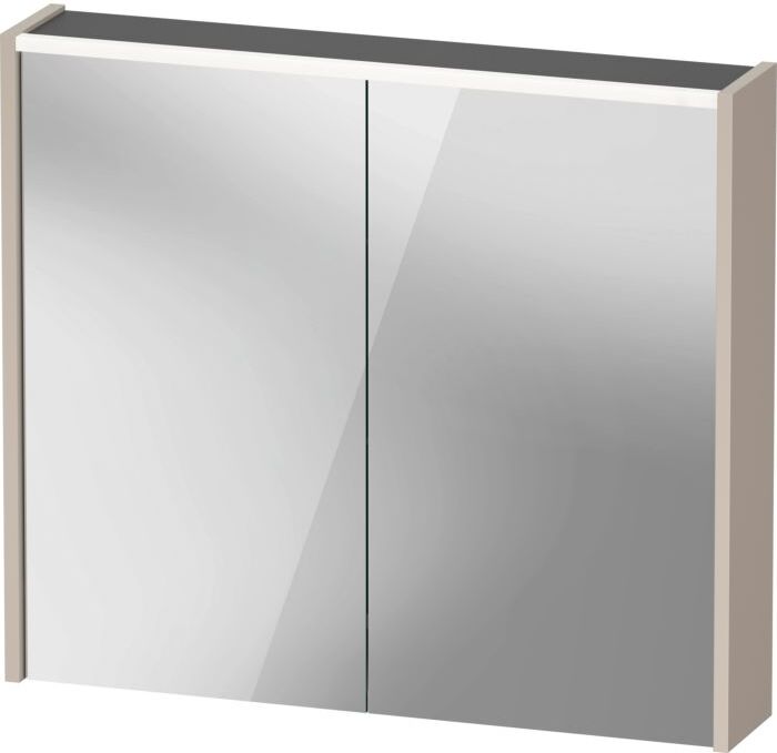 Duravit D-Code Spiegelschrank Verspiegelt DC7106091912000 800x700x148, Taupe Matt, Steckdose J, LED Beleuchtung