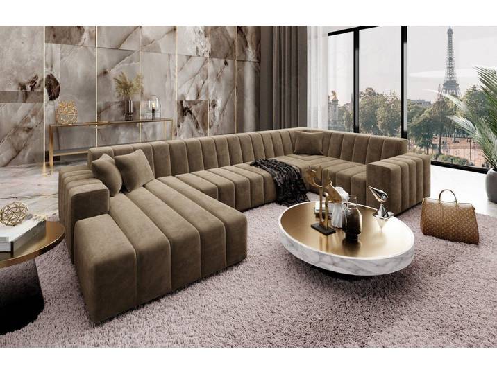 Sofa Dreams Wohnlandschaft Polster Sofa Wohnlandschaft Stoff Gran Canaria U Form Stoffsofa Modern, Loungesofa