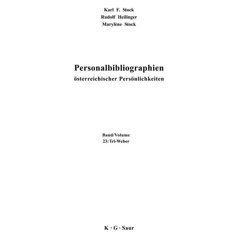 De Gruyter Tri - Weber (Deutsch, Softcover, Karl F. Stock, Marylène Stock, Rudolf Heilinger) (56827492)