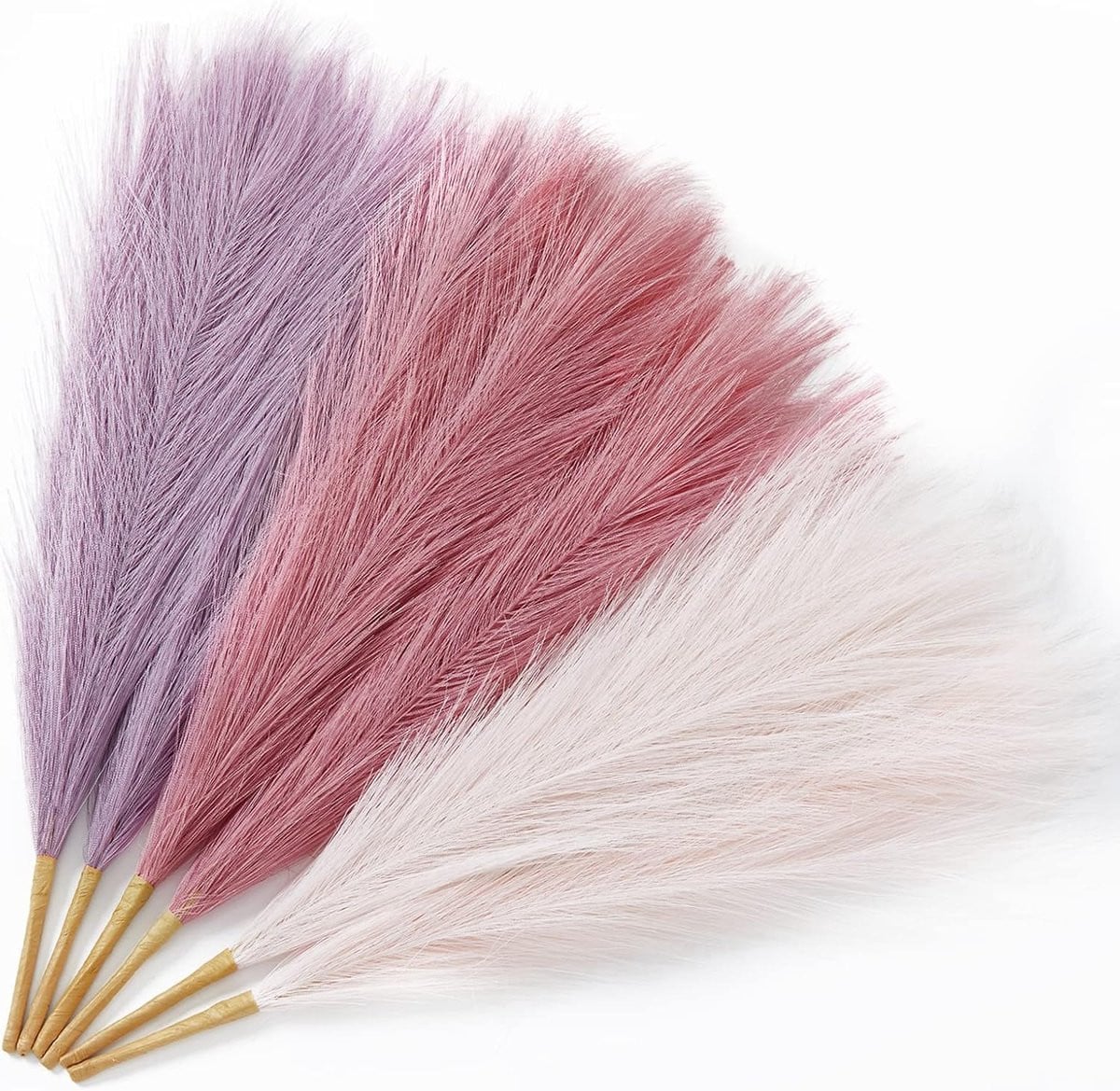 6 stuks kunstmatig pampasgras decoratie paars en roze, 43 cm, boho vaas decoratie