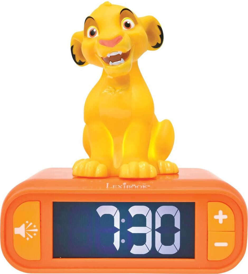 Lexibook Digitale Nachtlamp met Wekker Simba - 3D Licht en Geluid - Geel - Voor Kinderen