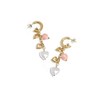 Paar Ohrhänger ADELIA´S "LIVAYA LIVAYA Ohrringe Ohrhänger mit Herzanhängern in Goldoptik", Damen, Gr. Damen, gold (goldfarben), Edelstahl, Ohrringe, trendig mit glänzenden Herzdetails