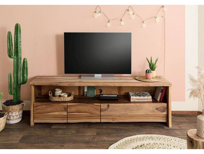 TV-Board Sheesham 190x50x60 natur lackiert / sandgestrahlt PURE SHEESHAM #220