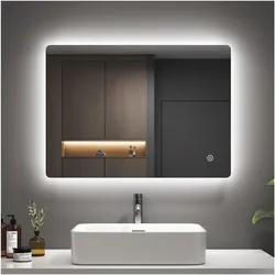 Emke, Spiegel, Badspiegel mit Beleuchtung, Antibeschlag 3 Farbtemperaturen Dimmbar Touchpanel-Schalter (70 x 50 cm)
