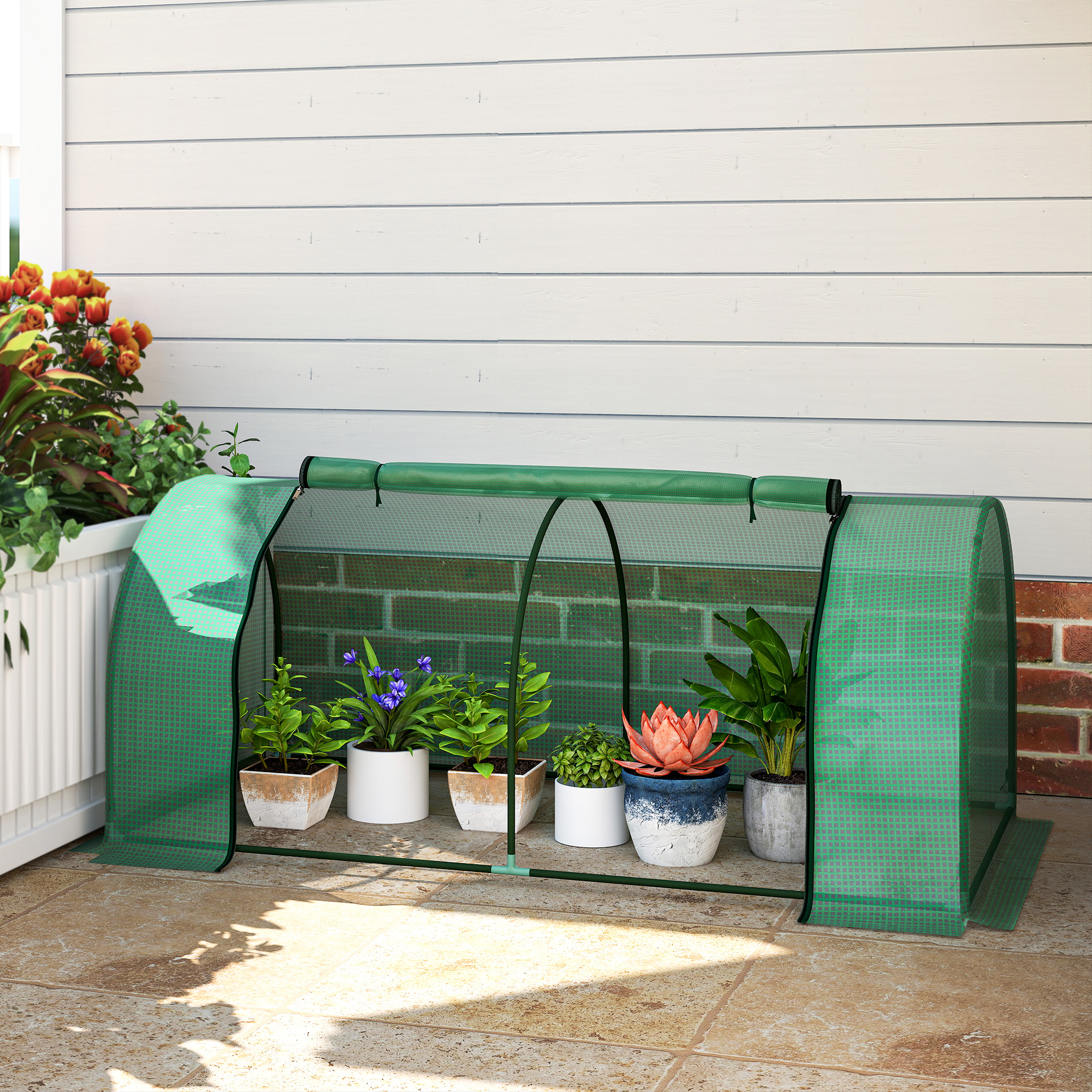 Outsunny Serra a Tunnel da giardino in Acciaio con Copertura copertura in plastica, 200x100x80 cm, Verde   Aosom Italy