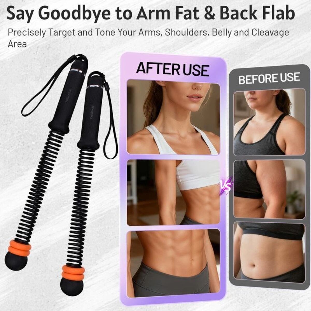 INF Seilloses verstellbares gewichtetes Battle-Rope-Paar für Home-Gym — federbetriebenes seilloses Trainergerät mit Schwarz