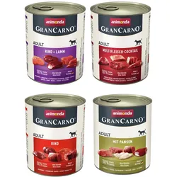 animonda Gran Carno Adult 24 x 800g Mixpaket (Rind&Lamm,Multifleisch,Rind,Pansen) Hundenassfutter