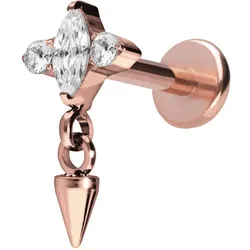 Titan Labret mit Innengewinde EINGEFASSTE KRISTALLE + SPITZE