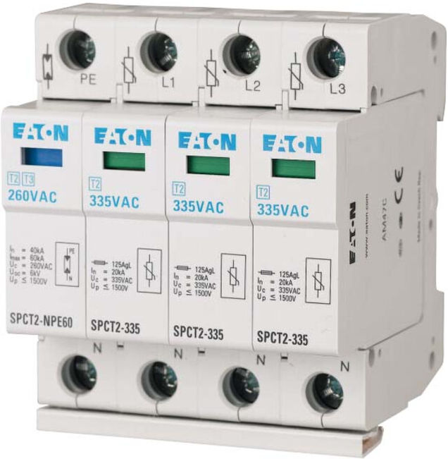 Eaton Parafoudre 3p, 335 V CA, 20 kA SPCT2-335-3+NPE (167622)