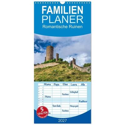 Familienplaner 2027 - Romantische Ruinen mit 5 Spalten (Wandkalender, 21 x 45 cm) CALVENDO