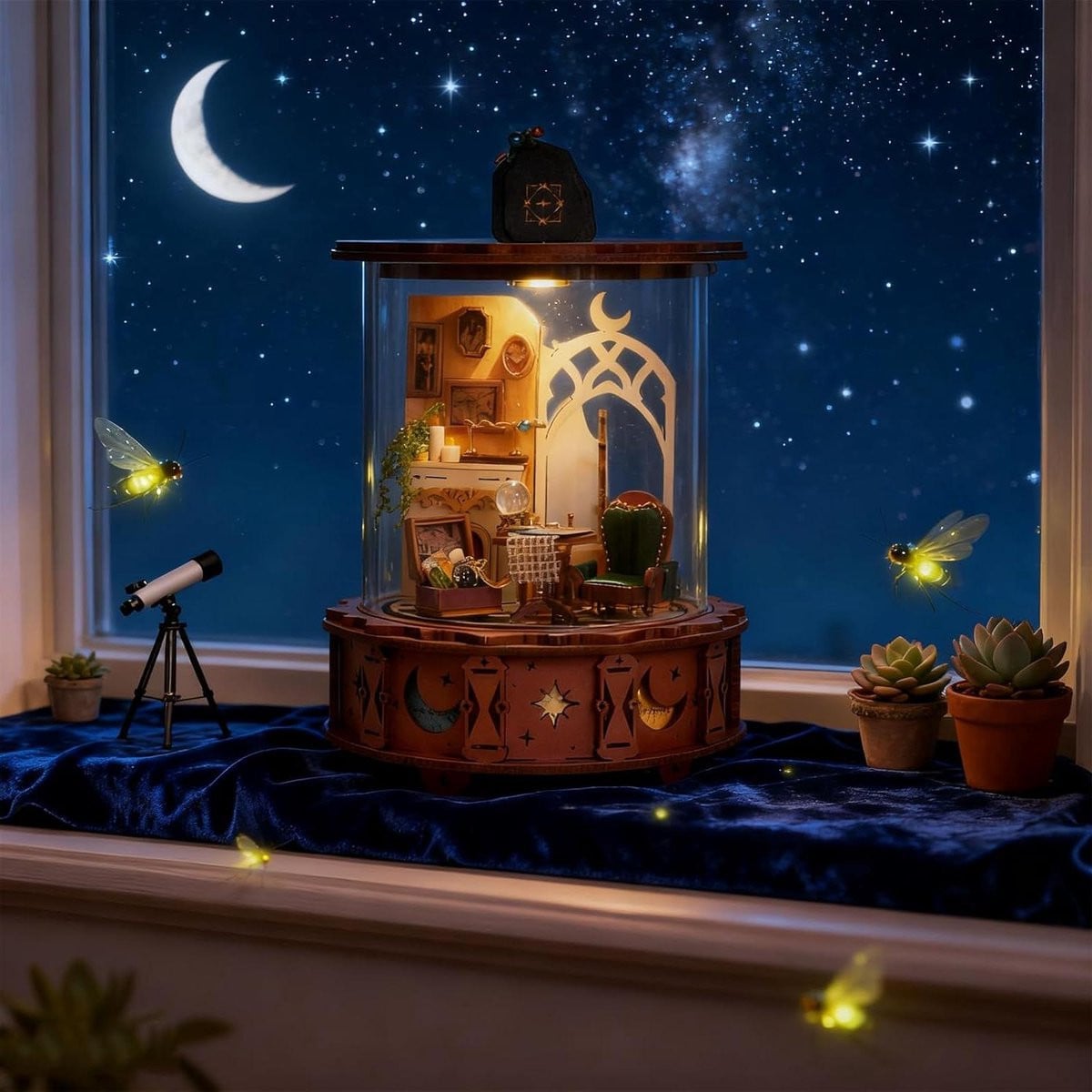 Houten Boekenplank Model 3D Puzzel Kit met LED Verlichting voor Decoratie