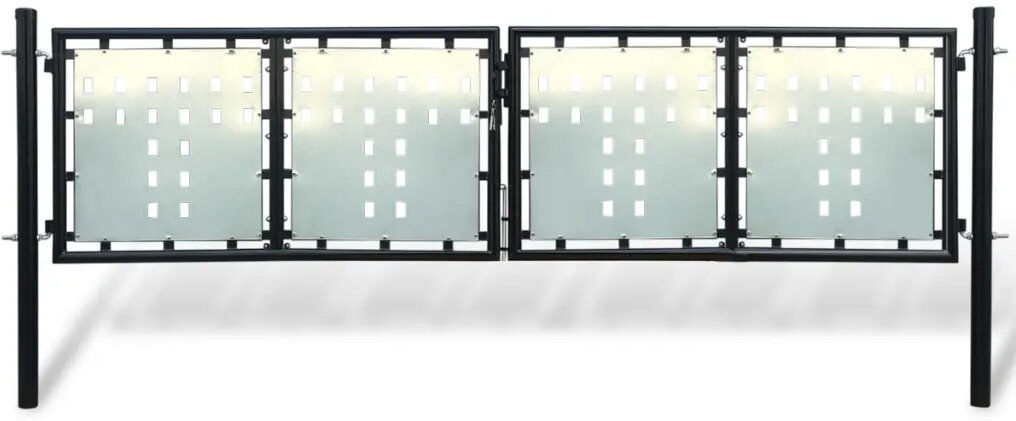 Dakota Fields Crabtree Metal Door Fence Garden Mesh Gate with Lock Patio Fencing Terrace Black 100 x 200 cm