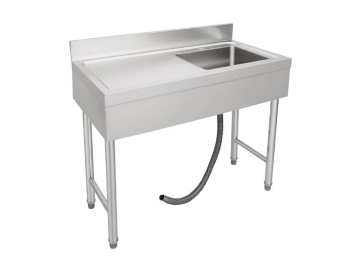 Edelstahl Waschbecken mit Abflussrohr Filter, 100x50x80 cm Küchenspüle Freistehende Outdoor, 1 Becken, 150 kg Tragfähigkeit, Verstellbare Füße, Zuhause Außenbereich Küche und Restaurant