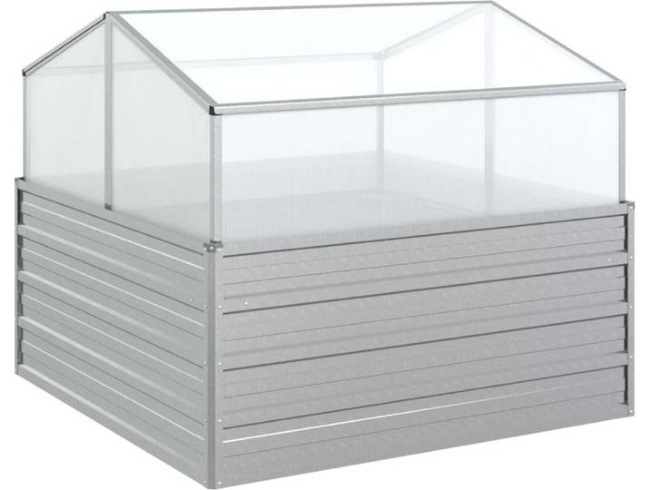 vidaXL Garten-Hochbeet mit Gewächshaus 100x100x85 cm Silber