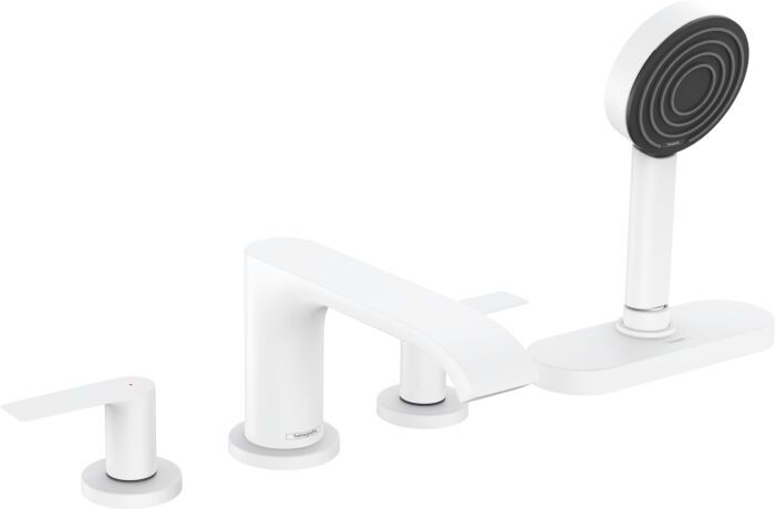Hansgrohe Vivenis Fertigmontageset 75444700 4-Loch-Wannenrandarmatur, mit sBox, mattweiß