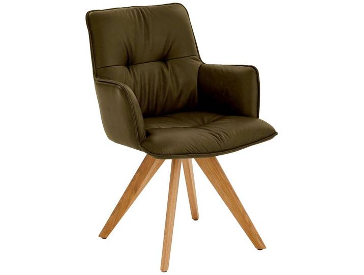 Dieter Knoll Design-Schalensessel PREMIO, moos-grün, Leder