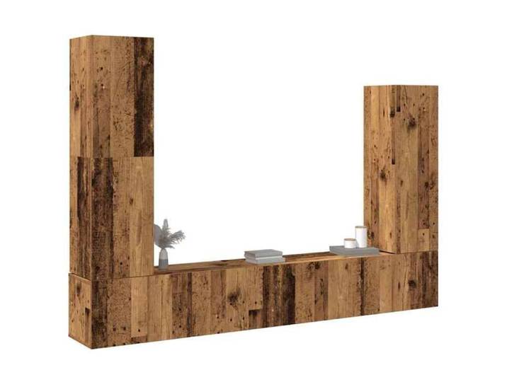 UU NEW*Armoires de Télévision Suspendues/ Ensemble de meuble TV mural 4 pcs - vieux bois - bois d'ingénierie CHY4327430