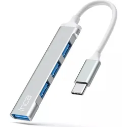Inca IUSB-04TX Schnittstellen-Hub USB Typ-C 5000 Mbit/s Silber, Weiß